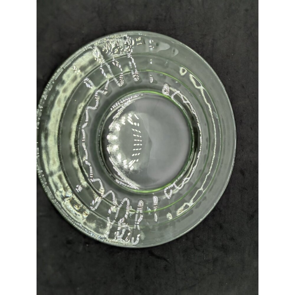 Salad Plate Anchor Hocking Block Optic Green Depression Glass 8 1/4" Uranium